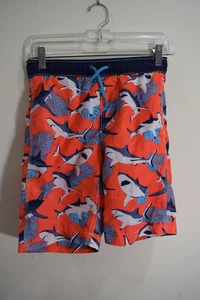 Gap Kids BOYS 8 M Neon Orange Swim Shorts Trunks Sea Creature Sharks K315z - Picture 1 of 10