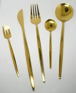 JUEGO DE REGALO DE COCINA CHAPADO EN ORO 24K SERVINS HERRAMIENTAS TENEDOR CUCHARAS CUCHILLO SET LOTE - Imagen 1 de 7