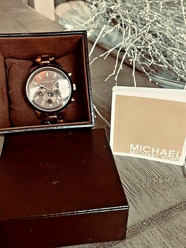 OROLOGIO MICHAEL KORS DONNA # MK5609 GUSCIO DI TARTARUGA CON ACCENTI DI CRISTALLO ~ RARO!! Nuovo con scatola