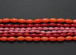 Natural Coral Gemstone Rice Spacer Loose Beads Red Orange Pink 3mm 4mm 6mm 16" - Picture 1 of 8