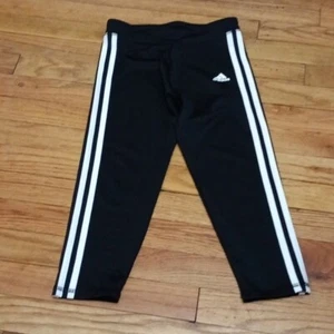 Adidas Girls Three Stripe Athletic Capri Leggings sz M 10/12 - Picture 1 of 4