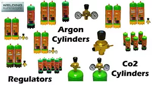 Disposable Argon, Argon Co2 cylinders, regulators or single packages Mig or Tig - Picture 1 of 13