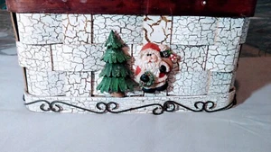 Vintage Crackel weiß geflochten Weihnachtsmann Korb Baum Weihnachtskorb 7" x 9,5" - Bild 1 von 11