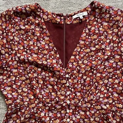 Madewell Womens Mini Dress 10 V-Neck Button-Front Spring Summer Floral Prairie - Image 1 of 4