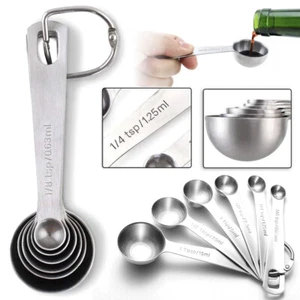 6pcs Measuring Spoons Set Stainless Steel Jugs Tea Coffee Kitchen Baking Home - Picture 1 of 12