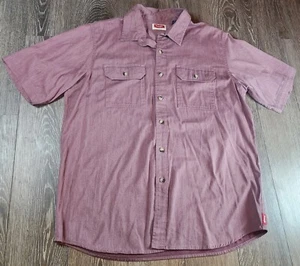 Wrangler Sable Heather Button Up Collared Short Sleeve Relaxed Fit Men's Large - Picture 1 of 8