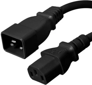 15er-Packung Posten 3 Fuß IEC C20 - C13 schwarz Netzkabel 14 AWG 15 A/1875 W 100-250 V 1 M - Bild 1 von 1