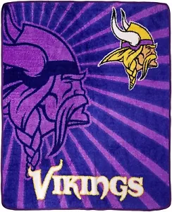 NFL Minnesota Vikings 100% Super Soft Sherpa Throw Blanket Large 50" X 60" - Picture 1 of 1