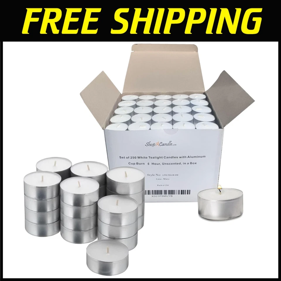 Velas de luz de té blanco PARNOO 250 - a granel votivo sin perfume Foto 1 de 4