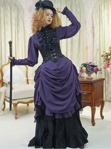 Women's Gothic Victorian Bustle Wedding Gown Renaissance Vintage Dress Steampunk - Picture 1 of 11