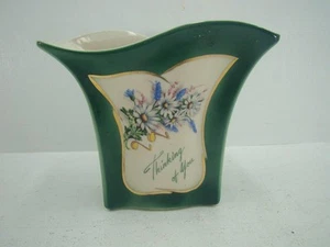 Thinking of You Vase Green Marked USA Vintage No Chips - Picture 1 of 4