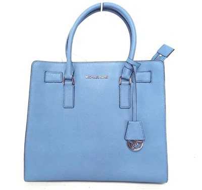 Michael Kors Dillon Leather Tote Bag Blue with Silver Hardware Large - Image 1 of 4