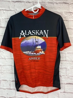 Camiseta de ciclismo Primal para hombre XL roja negra ámbar de Alaska cerveza manga corta cremallera Foto 1 de 4