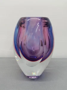 Vaso vintage Murano Sommerso MCM vetro artistico viola blu sfaccettato 5,5" - Foto 1 di 14