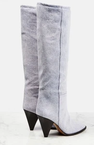 ISABEL MARANT Ririo denim knee-high boots Sz 38 EU / 8 US $1440 - Picture 1 of 22