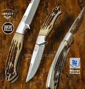 Model # 5764 Custom Full Tang Skinning Knife  By Impact Cutlery | D2 Stag Antler - Picture 1 of 11