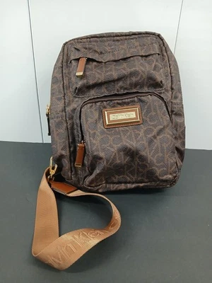 Calvin Klein Crossbody Backpack Unisex Brown Adjustable Strap Pockets - Image 1 of 4