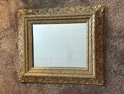 Antiguo marco de espejo vintage grande estilo rococó ornamentado con marco dorado 31 x 27 pulgadas Foto 1 de 4