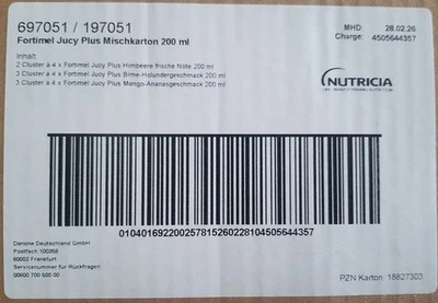 FORTIMEL Jucy Plus Mischkartonarton 32 x 200ml PZN 18827303 MHD 28.02.26 - Bild 1 von 2