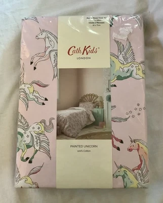 Cath Kidston Kids Pink Cotton Painted Unicorn Double Duvet Set - New RRP £50 - Image 1 of 4