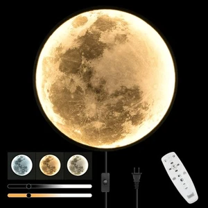 QIYIMEILUX Large Moon Wall Sconce Plug in Modern LED Dimmable Wall Light with... - Picture 1 of 6
