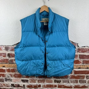 Vintage LL Bean Down Vest Mens Large Blue Puffer Insulated Outdoors 80s 90s - Picture 1 of 4