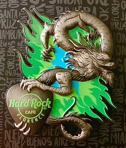 2025 HARD ROCK CAFE FLORENCE 3D FLAMING ASIA DRAGON GUITAR PICK LE PIN - Bild 1 von 1