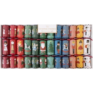 12 Santa Nutcracker Christmas Crackers Family Xmas Dinner Celebration Decoration - Picture 1 of 6
