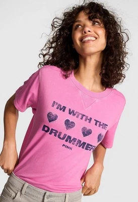 Victoria Secret PINK Bling Retro Cotton Boxy Tee Fall Collection LARGE - Image 1 of 2