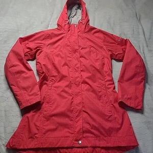 Columbia Omni-Tech Rain Wind Jacket Womens S Red Full Zip Hooded Lightweight - Picture 1 of 16