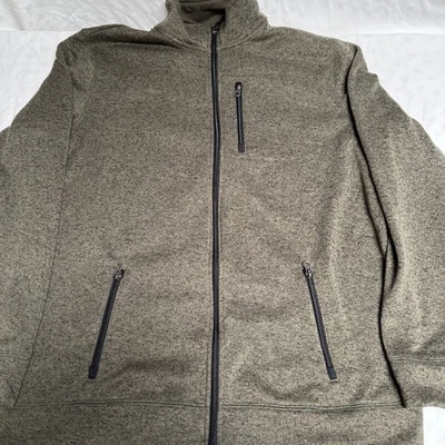 Куртка мужская Sonoma размер 2XLT флисовая на молнии темно-зеленая/черная - Изображение 1 из 4