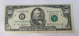 1990 $50 Dollar Bill Miscut Error Serial B55467934A eBay Seller Since 1999! - Picture 1 of 5