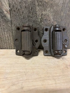 #1 Pair 1934 Champion Art Deco Spring Screen Door Hinges Cast Iron Antique - Picture 1 of 3