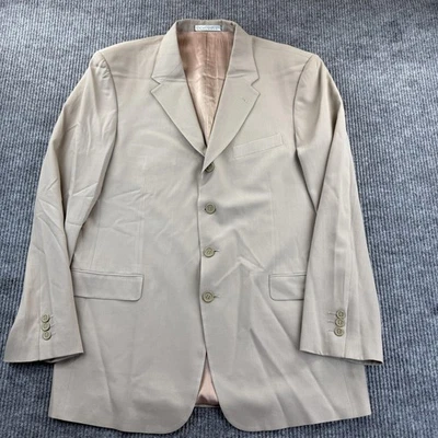 Blazer Covarra Para Hombres 42L Beige 4 Botones Abrigo Deportivo Muesca Solapa Lana Traje Chaqueta Foto 1 de 4