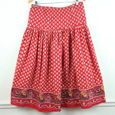Falda Midi Mediana De Colección Roja Campesina Cottagecore Boho Festival Folk Western Años 90 Foto 1 de 4