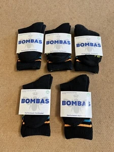 5 Pair Bombas Bee Better Socks Black Youth Size XS Crew Antibacterial Reinforced - Picture 1 of 3