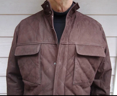 NEW $2798 Peter Millar Collection XL Cocoa Brown Leather Coat Tailored Quilted - Image 1 of 4