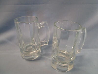 "Par de 2 tazas de vidrio transparente pesado con patrón estriado de 6""" Foto 1 de 4