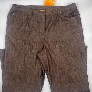 Ruby Rd. Womens Dress Pants Size 18 Brown Elastic Waist Cotton Straight Leg NWT - Picture 1 of 10
