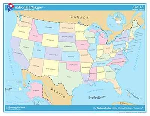 Mapa de pared laminado de Estados Unidos (colores claros) - Imagen 1 de 1