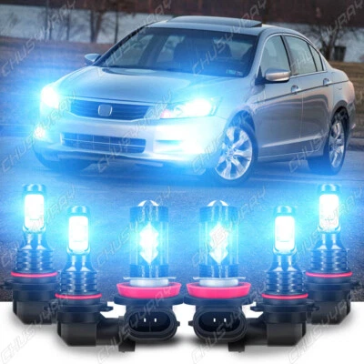 For Honda Accord 2008-2009 2010 2011 2012 LED Headlight High/Low Fog Light Bulbs - Image 1 of 4