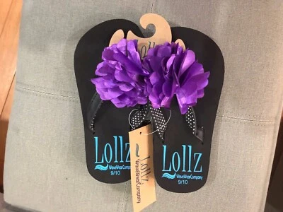 Девочек обувь Kids Waveware черный шлепанцы арка поддержки фиолетовый цветы размер 9/10 - Изображение 1 из 4