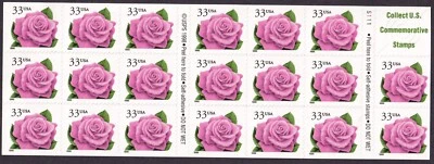 Scott #3052d 33¢ Coral Pink Rose Booklet of 20 Stamps - MNH - Image 1 of 2
