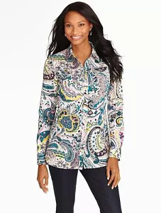 CLEARANCE!! NEW $89 TALBOTS Watercolor Paisley Shirt,Blouse Sz XS ( 2,4 ) - Picture 1 of 3