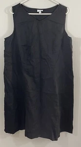J Jill Love Linen Black Dress womens sz 2X Sleeveless Shift lagenlook vneck - Picture 1 of 8