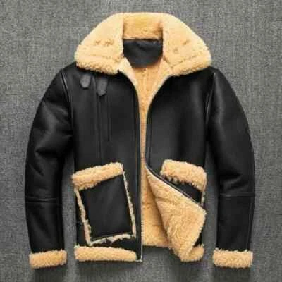 Winter Shearling Jacket-Super Thick Unisex Sheepskin Coat Warm Leather Outerwear - Image 1 of 4