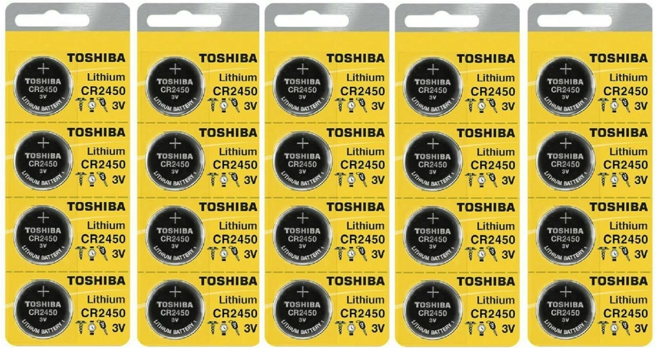 20 x Nuevo Toshiba CR2450 2450 3 Voltios Litio Moneda Batería Nuevo Stock Caduca 2031 Foto 1 de 1