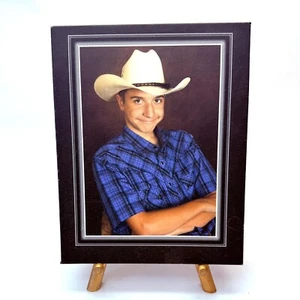 Vintage Young Cowboy Portrait 8" x 10" Photograph On Canvas - Picture 1 of 4