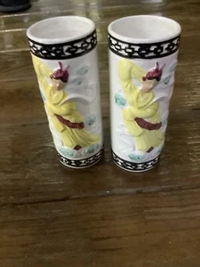 Lot of 2 Vtg Tiki Orchids of Hawaii Cocktail Mug, Vase, Dancing Woman Off White - Picture 1 of 5