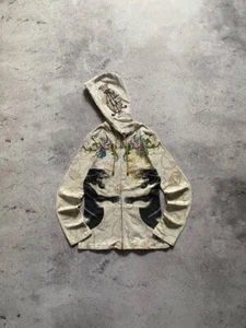 VINTAGE CHRISTIAN AUDIGIER PANTHER GOLD ALL OVER PRINT ZIP UP HOODIE - Picture 1 of 10